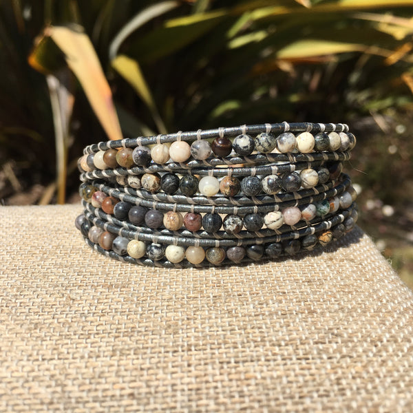 2-Wrap Bracelet - Grey Mix Tila Beads – Suzy Schuman Beaded Jewelry